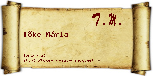 Tőke Mária névjegykártya